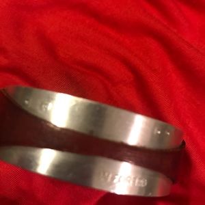 Silver plated wrap cuff bracelet with leather